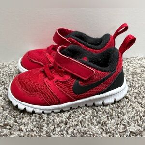 Nike Toddler Red and Black No Tie Velcro Sneakers Size 6c